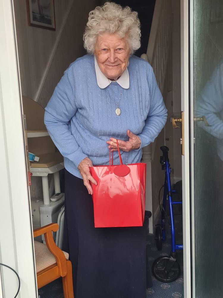 Swale CVS - elderly member with doorstop parcel delivery