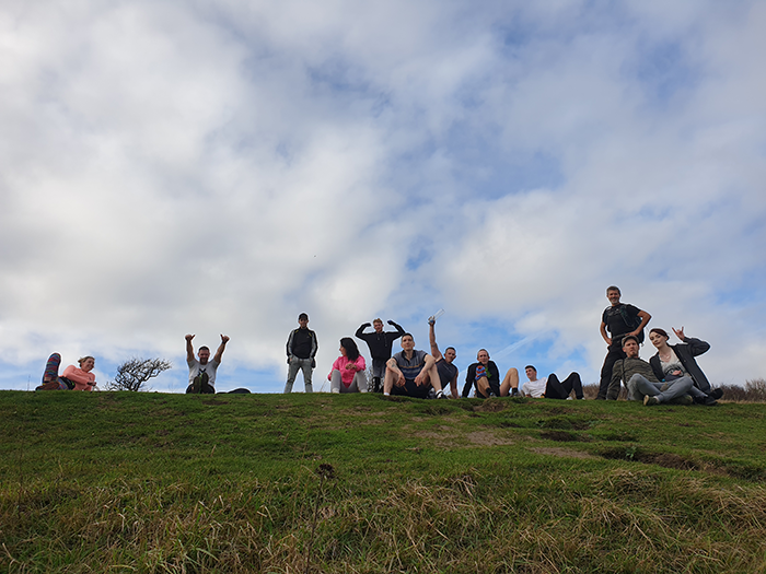 People on a hill