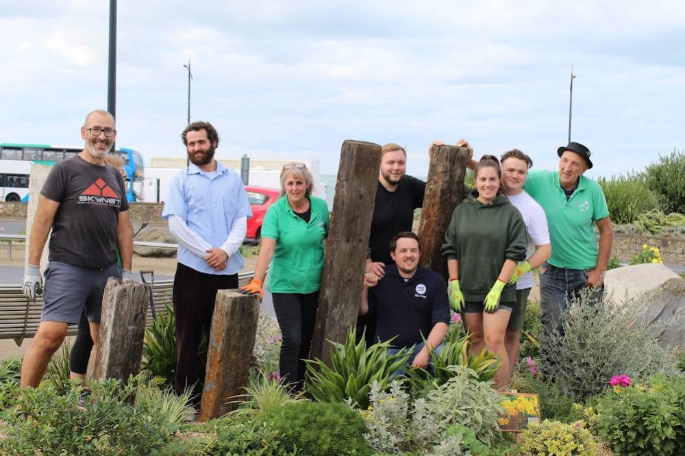 Volunteers in community garden