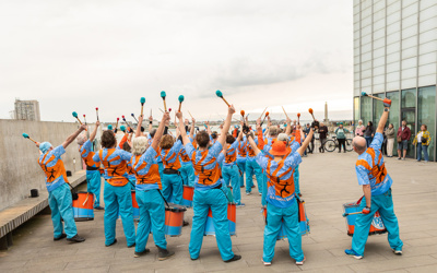 Samba drumming at the 25th anniversary celebrations